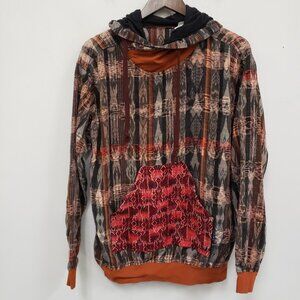 Vintage Ixchel Mens 90S Color Block Patchwork Hoodie Size L Guatemala Handmade